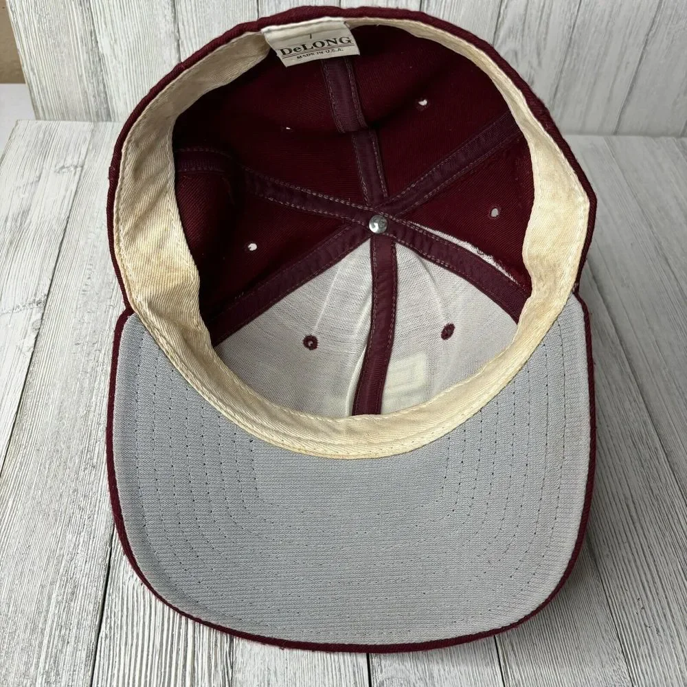 Southern Utah SU Baseball Hat Vintage 90s Red Wool fitted‎ DeLong 7 made in USA